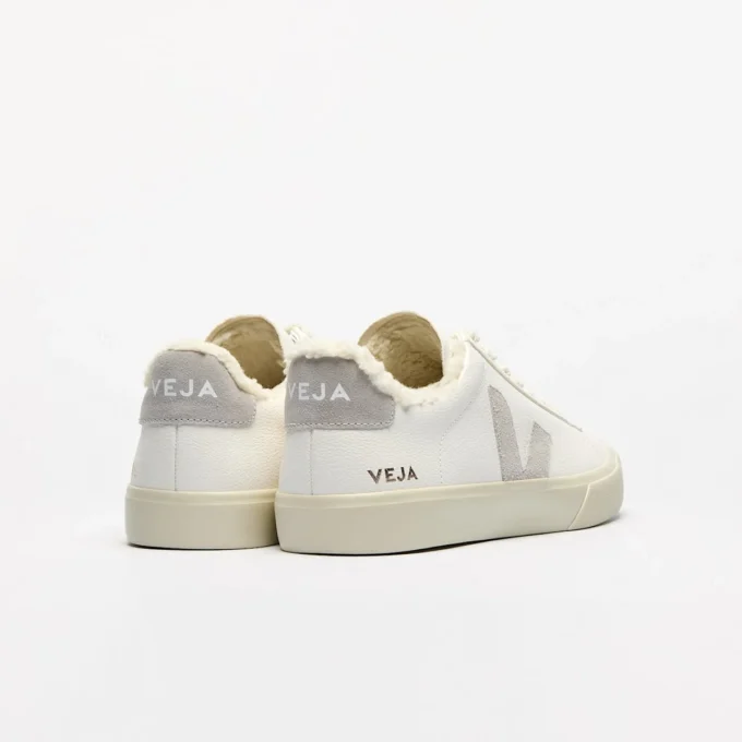 Campo Fured Leather White Light Grey