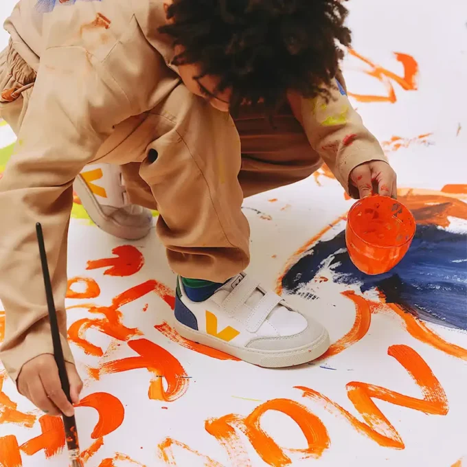 V-12 Leather White Multico Indigo